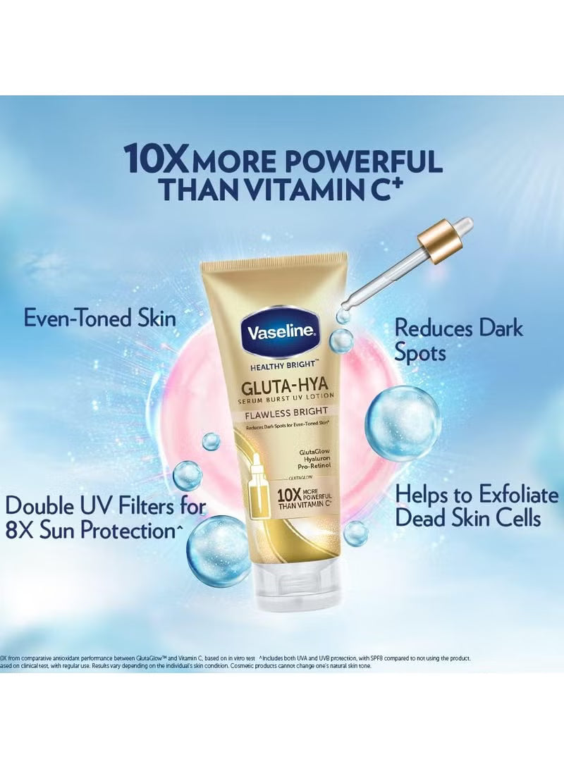 Vaseline Healthy Bright Gluta-Hya Serum Burst UV Lotion Flawless Glow 330ml MADE I N THAILAND