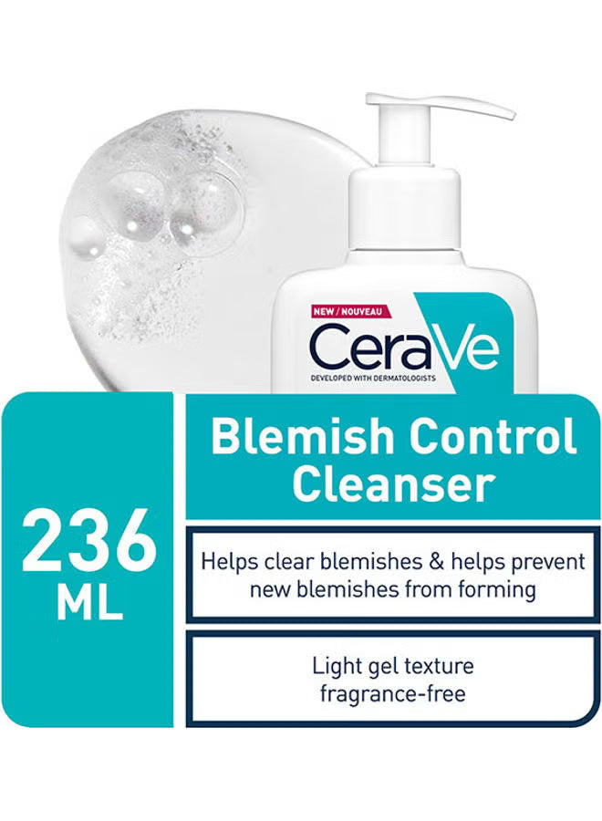 Cerave Blemish Control Cleanser Face Wash For Acne & Blemish Prone Skin With 3 Essential Ceramides, Salicylic Acid, & Niacinamide 236ml