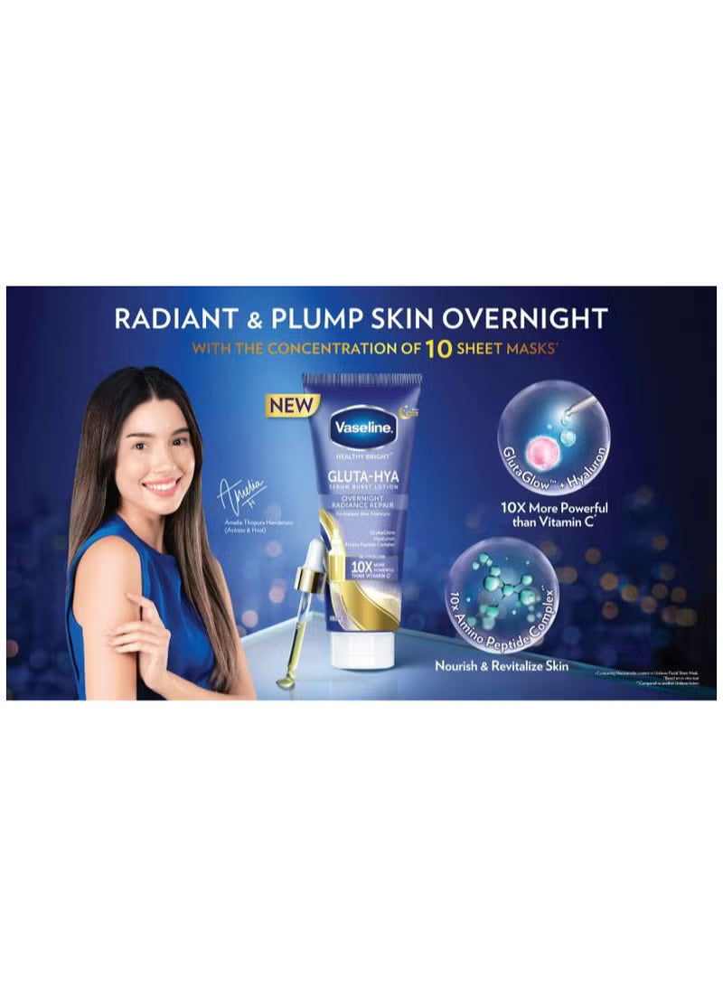 Vaseline Healthy Bright Gluta-Hya Night Lotion 330ml - Skin Brightening Body Lotion with Glutathione & Hyaluronic Acid - For Even Tone & Deep Hydration