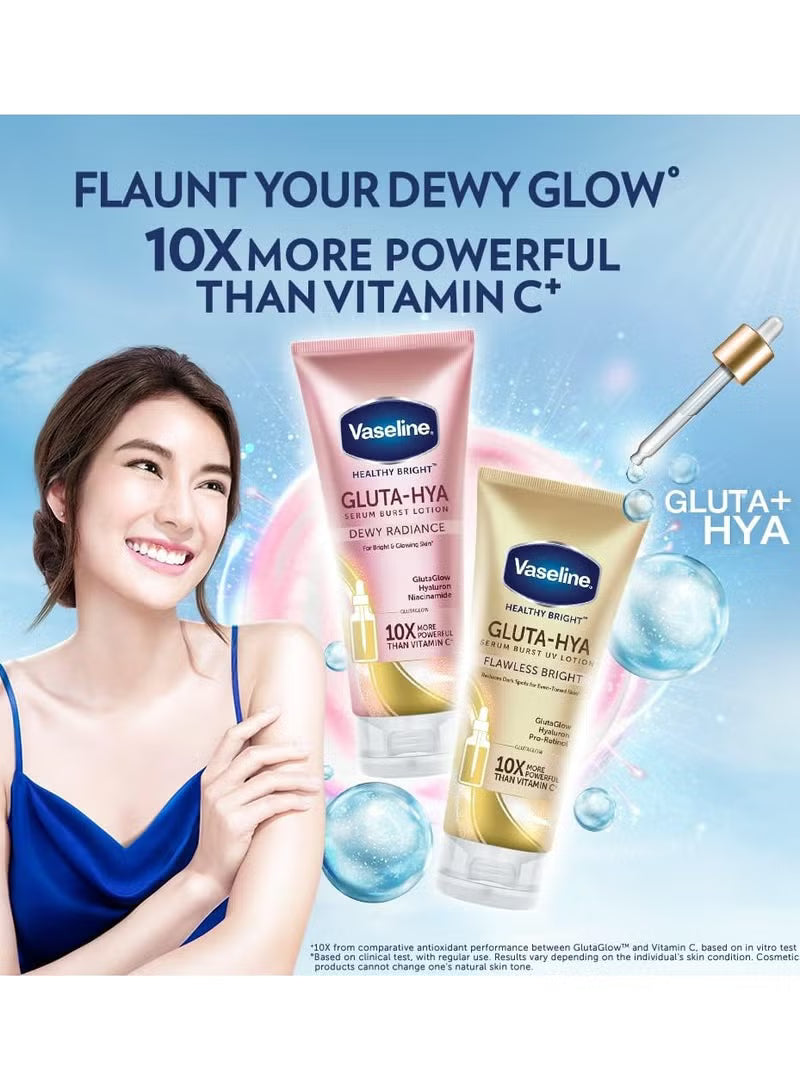 Vaseline Healthy Bright Gluta-Hya Serum Burst UV Lotion Flawless Glow 330ml MADE I N THAILAND