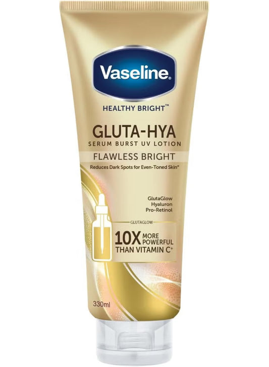 Vaseline Healthy Bright Gluta-Hya Serum Burst UV Lotion Flawless Glow 330ml MADE I N THAILAND