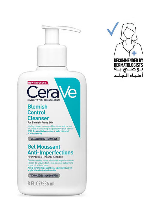 Cerave Blemish Control Cleanser Face Wash For Acne & Blemish Prone Skin With 3 Essential Ceramides, Salicylic Acid, & Niacinamide 236ml